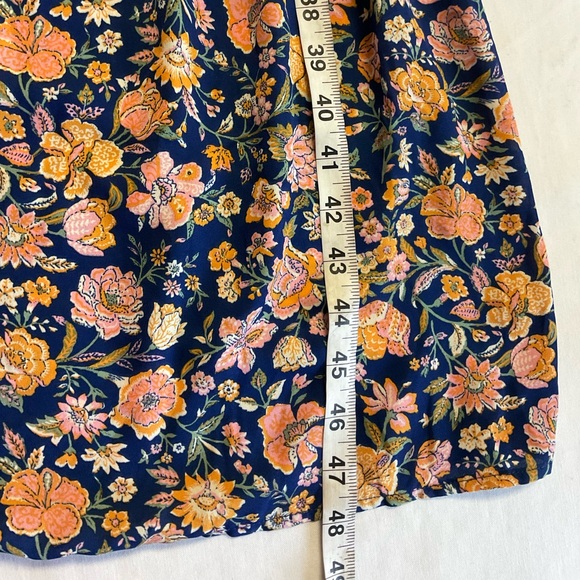 Levi’s Floral Long Sleeve Midi Dress Navy Blue XL Boho Tie Neck - Picture 6 of 11